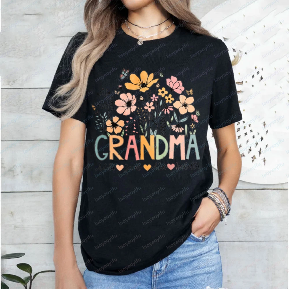 Personalized Wildflower Grandma Shirt Custom Floral Mama Sweatshirt Nana Gigi Grandma Floral Shirt Mother's Day Gift for Grandma