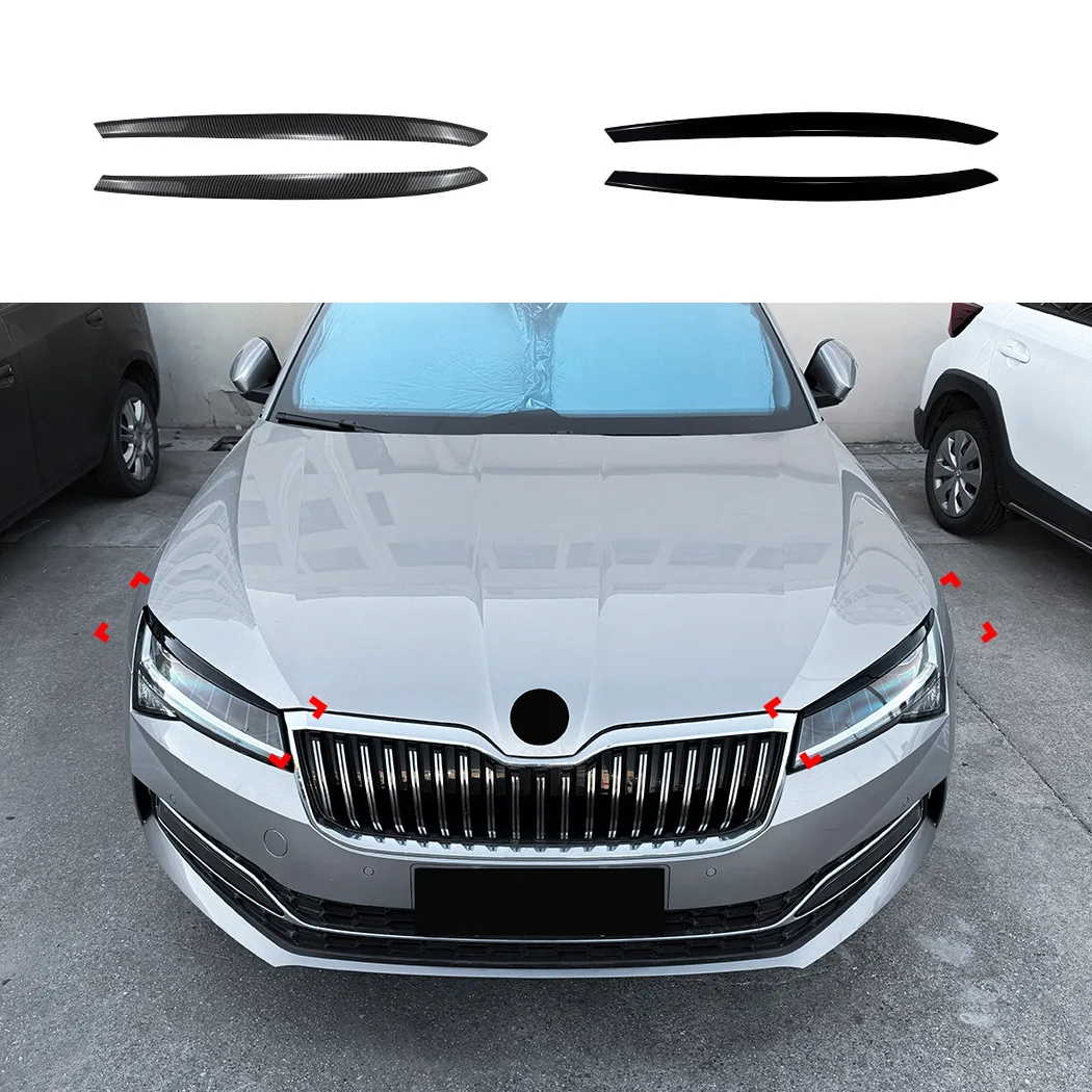 

Sport Slim Blade Head Light Eyebrow Eyelid Trim For Superb B8.5 2019-2022 Carbon Print Gloss Black Front Sedan Accessory
