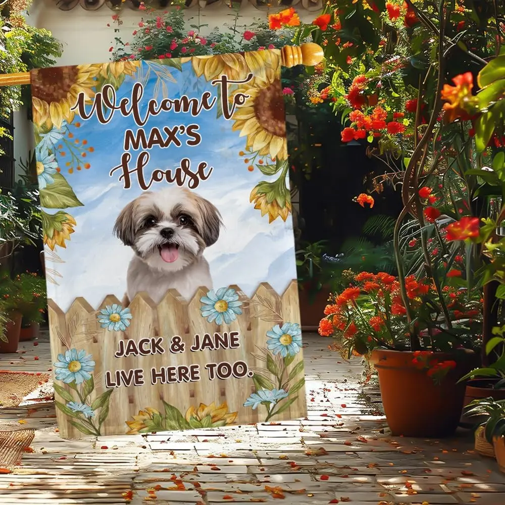 Boxer Dog with Sunflowers Garden Flag Welcome to Dog's House Customized Banner, 28x40 Inches WWP zzo - view 2