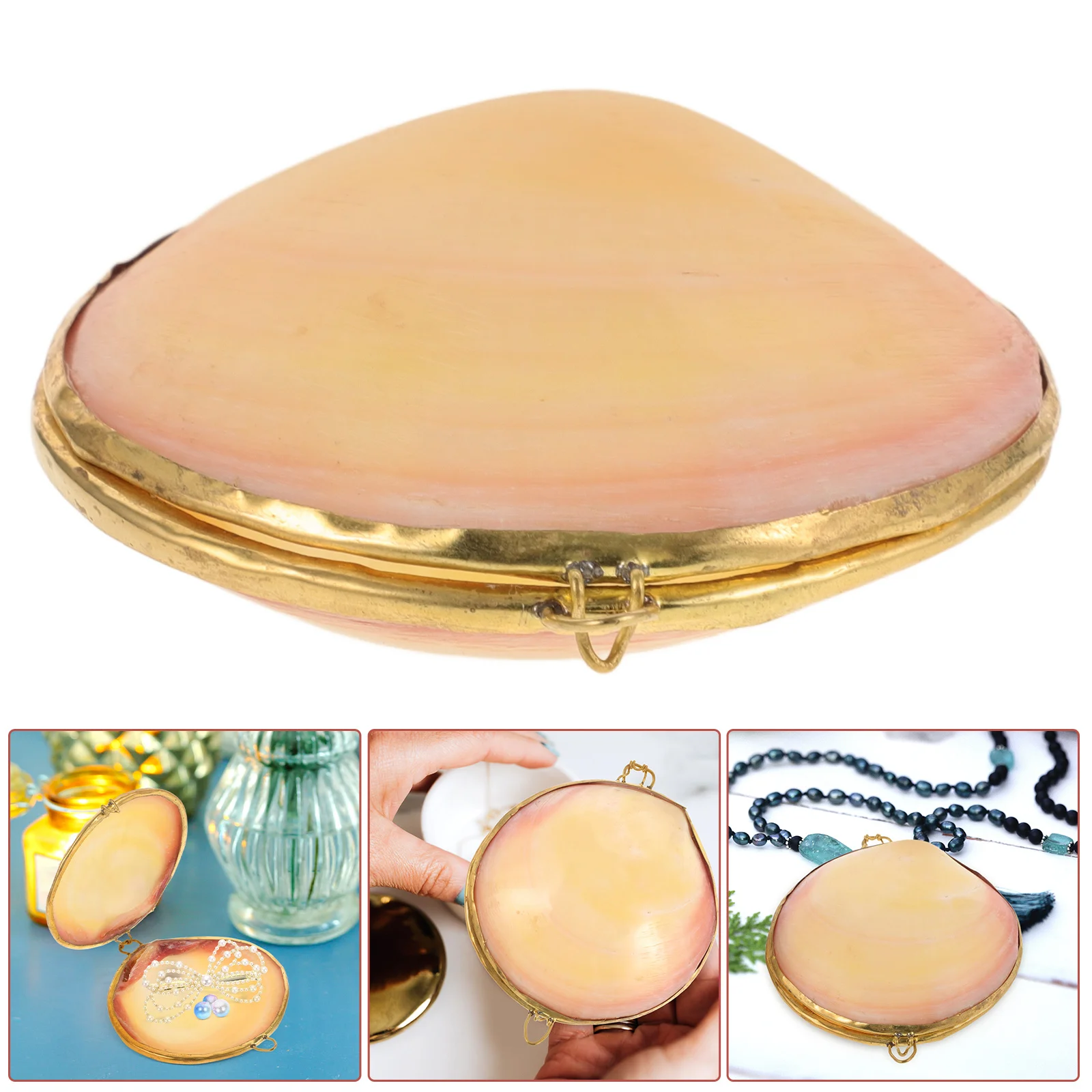 

Shell Shaped Jewelry Box Storage Container Organizer Earring Necklace Ring Case Portable Lightweight Desktop Decorative For Home