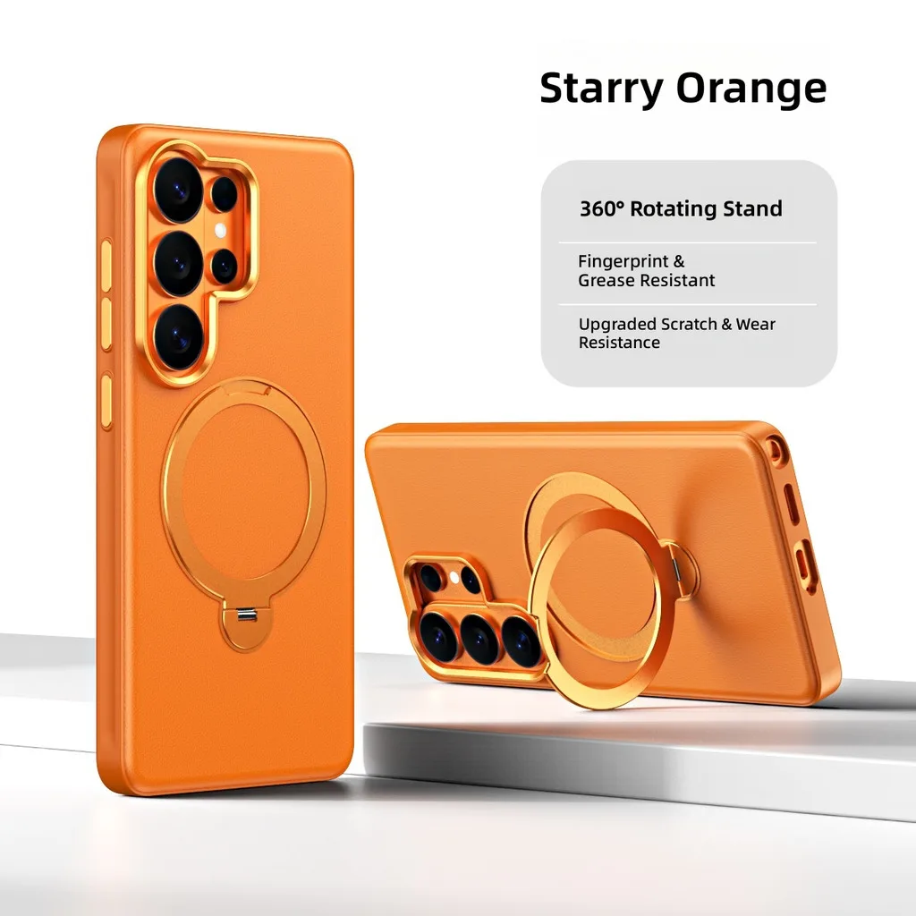 Leather TPU Case for Samsung Galaxy S26 Ultra/Plus with Magnetic 360 Car Stand Compatible with Samsung Galaxy S26 Ultra/S26 plus