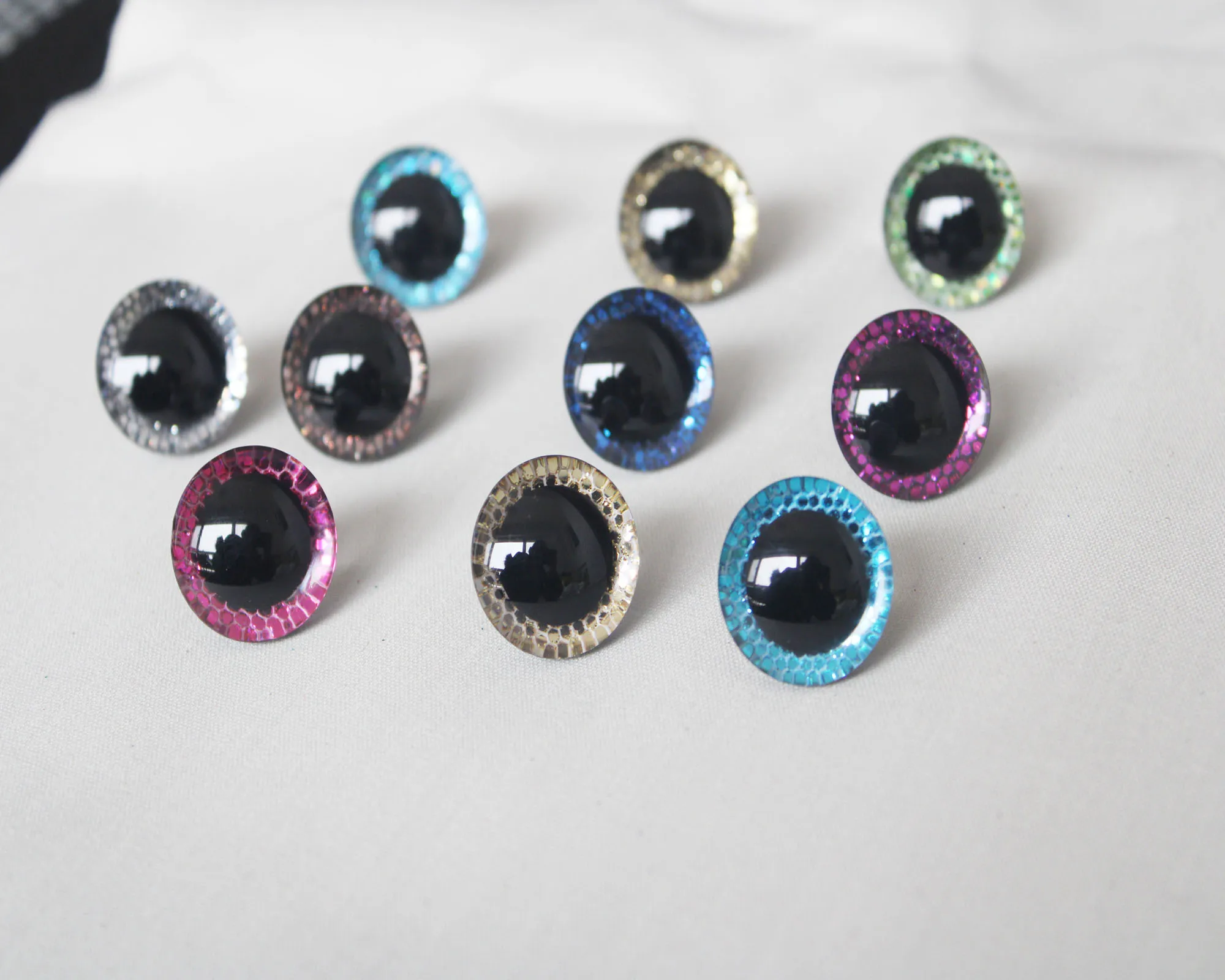 20pcs/lot SP--new design 14mm 16mm 18mm 20MM 24MM 30MM  clear3D plastic safety toy eyes + glitter Nonwovens + washer