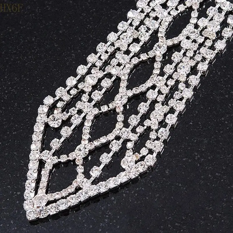 

HX6F Fashionable Necktie Necklace Encrusted Crystal for Actor Actress Stage Shows Meetings Dinners Celebrations
