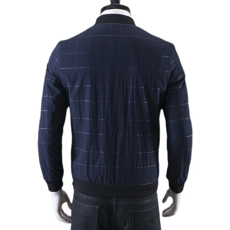 

Мужская повседневная клетчатая куртка с бейсбольным воротником, модная молодежная осенне-зимняя куртка-стойка, длинная застежка-молния