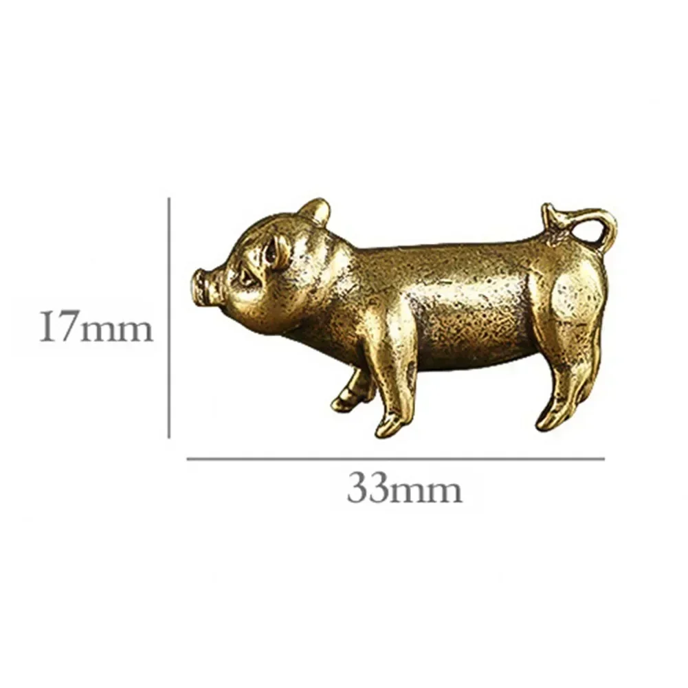 1pcs Pure Brass Ornaments Brassware Pig 3.3*1.7cm Chinese Zodiac Pig, Ornaments, Metal Pendants Ornaments Home Figurines