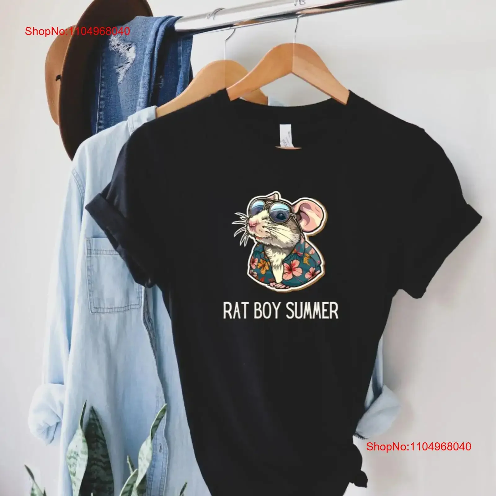 Camiseta de Verão Rat Boy: Estampa Gráfica Vintage de Desenho Animado de Roedor, Gola Redonda, Algodão Macio, Confortável e Casual