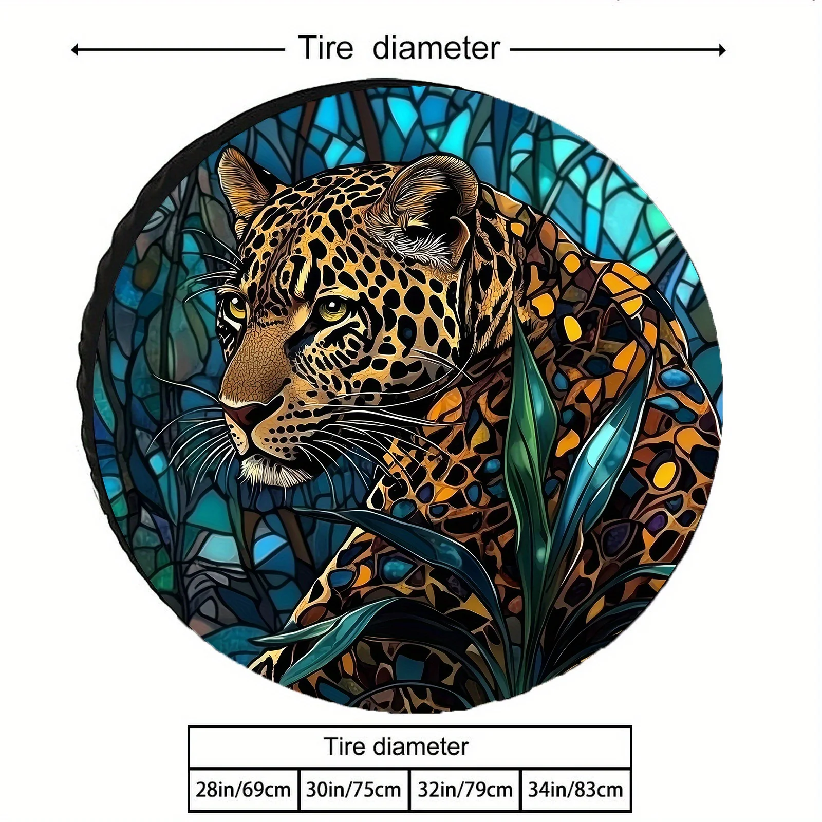 1pc leopardo vitral design capa de pneu sobressalente caber 2834 Polegada para rv, caminhão, suv, reboque durável tecido poliéster poeira p