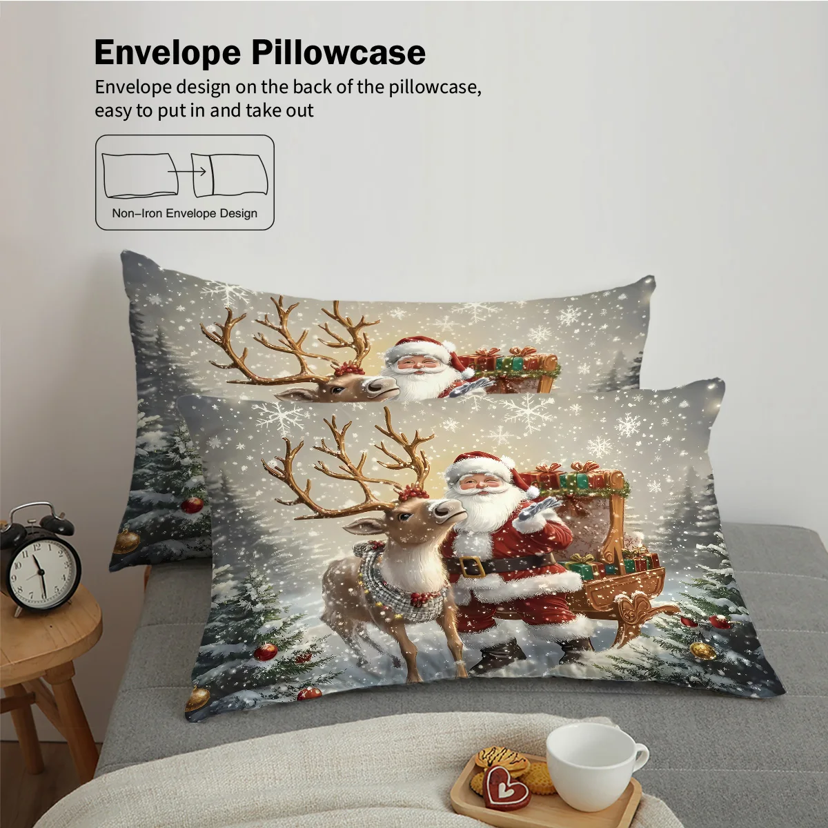 Santa Claus 3D Printed Bedding Set Cozy Duvet Cover Set King Queen Twin Single Size New Year Christmas Gift Bedroom Decoratiom