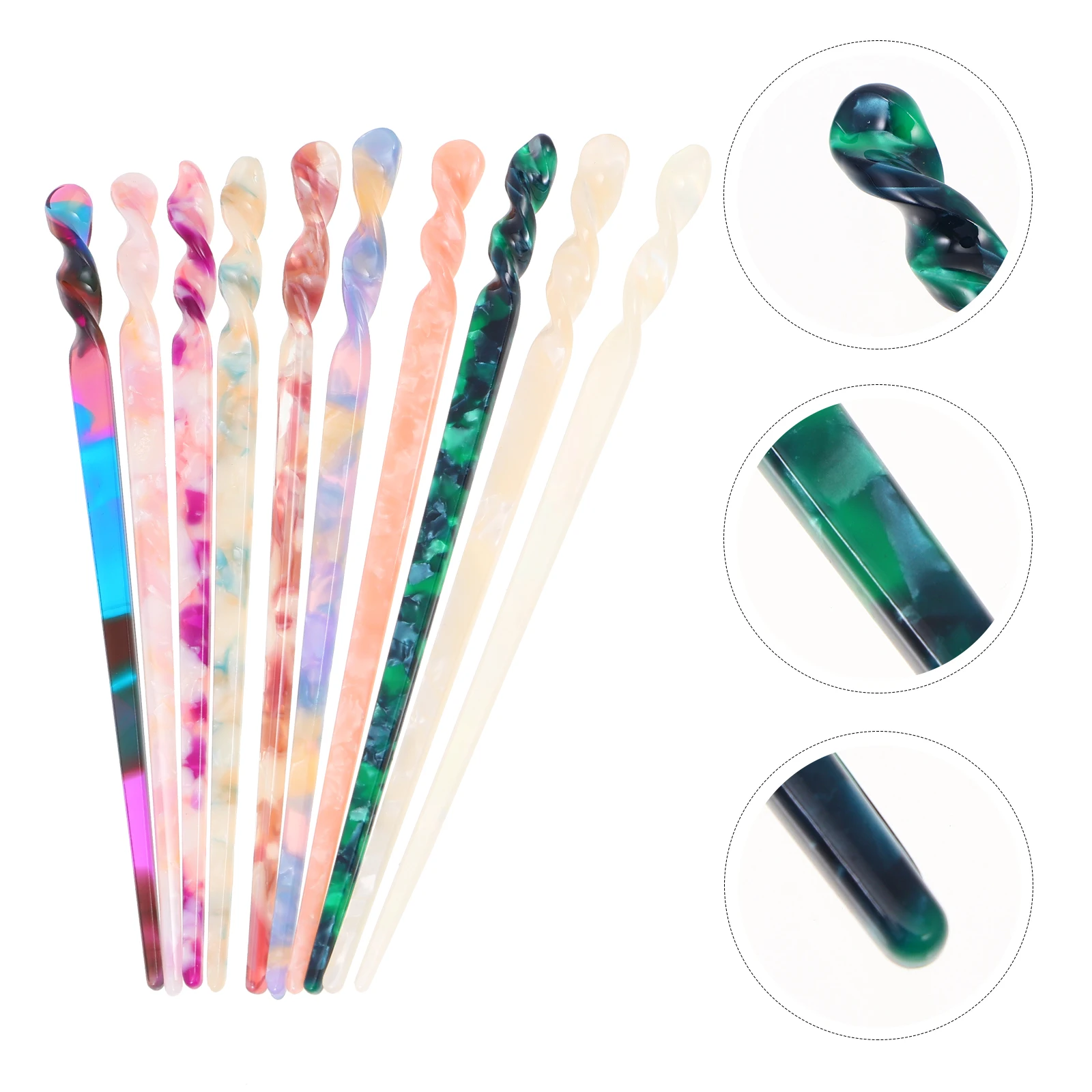 

10PCS Chinese Style Hair Stick Vintage Hairpin Durable Chopstick Decor Traditional Practical Summer Hair Accessories