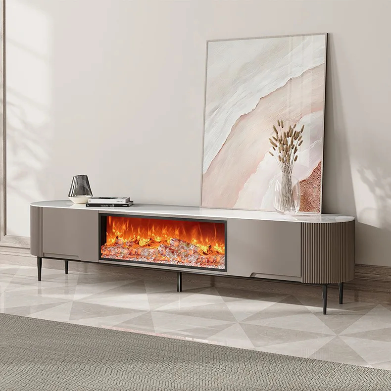 Electronic fireplace rock panel TV cabinet 3D simulation flame fake fire embedded stove decorative floor counter