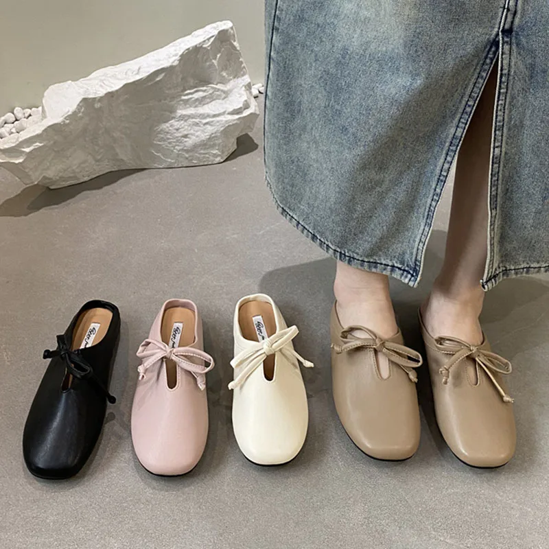 Summer Women Mules Slippers Fashion Shallow Butterfly-knot Slides Shoes Ladies Casual Outdoor Soft Sole Flats Heel Sandalias