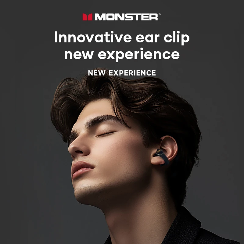 Choice Monster MQT60 OWS Bluetooth V5.4 Earphones Sensitive Touch Control Ear-clip Earbuds Large Battery Capacity Headphones
