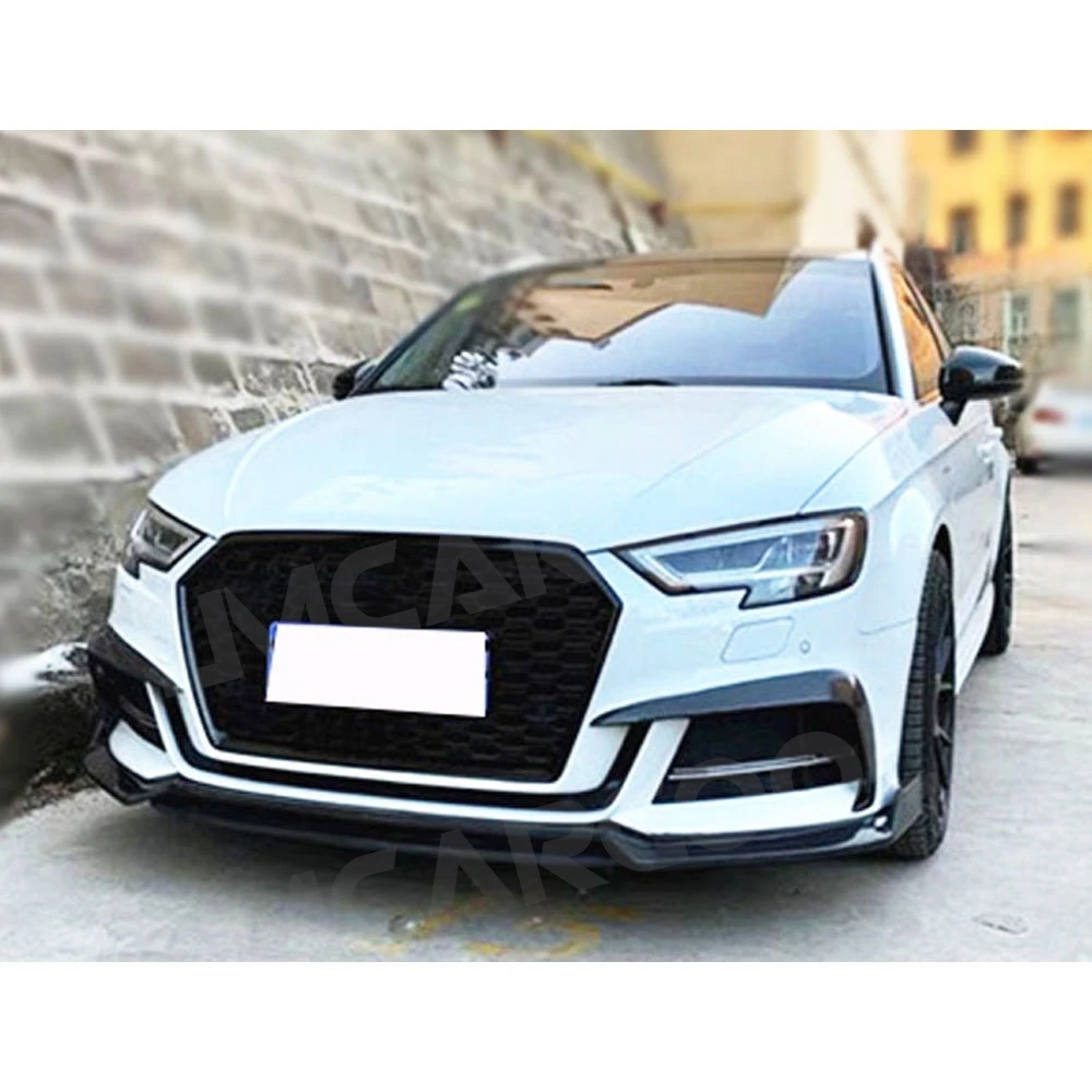 Carbon Fiber Car Front Foglamp Air Vent Fins Trim Strip For Audi S3 A3 Sline Sedan 2017-2019 Eyelids Canards Splitter Decoration