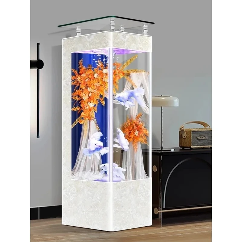 

Бытовая гостиная, пол, экология, средний и маленький вертикальный аквариум, высокое разрешение, стекло, без воды