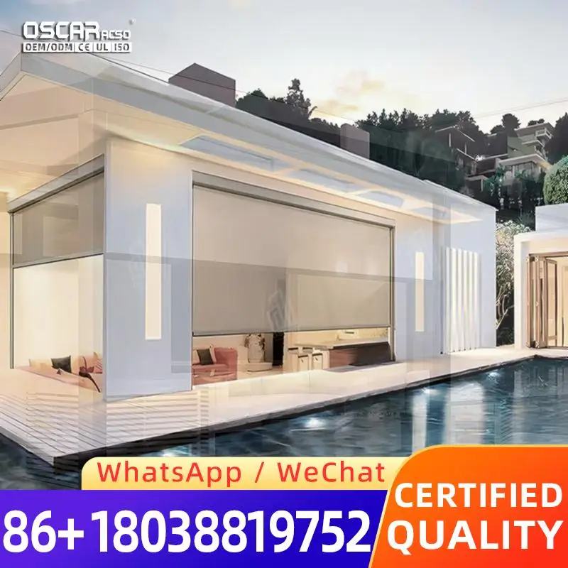Motorized Retractable Screens Sunshade Windproof Zip Track Vertical Curtains for Patio Balcony Garden Rolling shutter