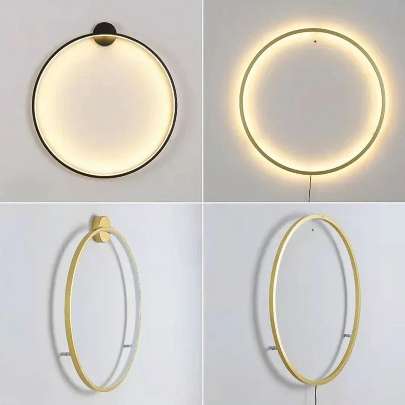 Modern minimalist circular wall lamp designer atmosphere lamp nordic bedroom bedside living room background room decoration lamp