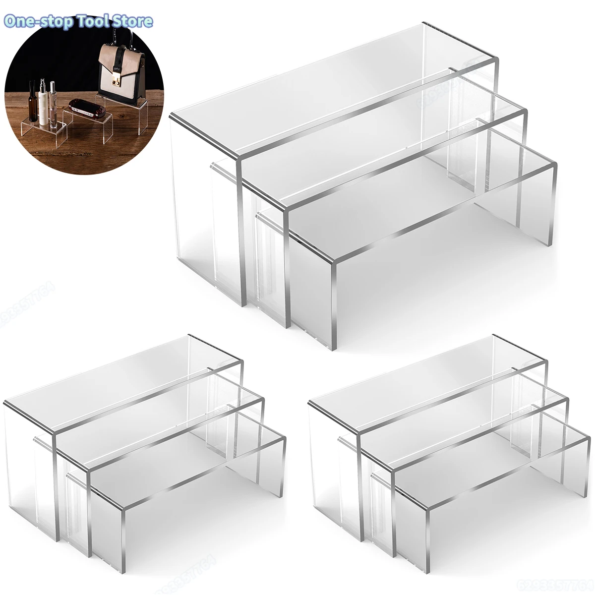 Présentoir en acrylique, boîte aveugle, étagère de rangement en forme de U, support léger pour cupcakes, présentoir à desserts, présentoir de bijoux, 3/6/9 pièces