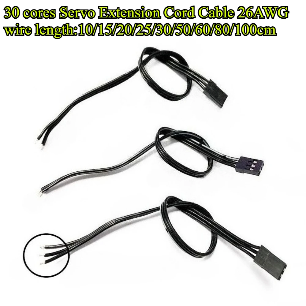 10/15/20/25/30/50/60/80/100cm Servo Extension Cord Cable Lead Wire 30 cores 3P 26AWG for JR RC Battery Drone Car Boat Airplane
