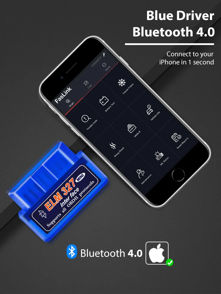 OBDMonster Bluetooth Pro ELM327 V2.1 Mini OBD2 Scanner Diagnosis for iPhone Android Faslink Scan Tool Free Software