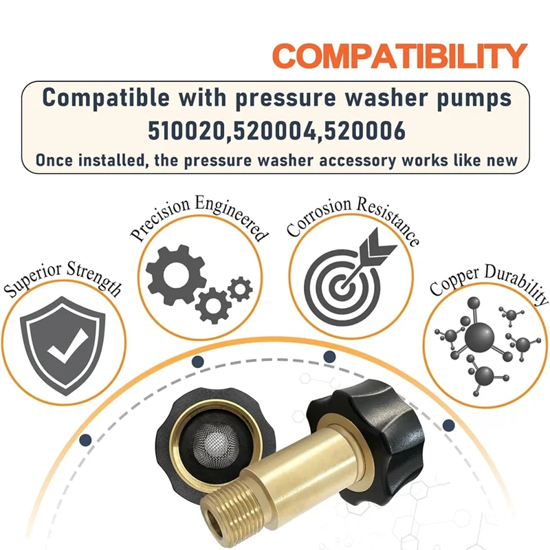 ABHB-7110166 Water Inlet Fitting Upgrade For Simpson Pressure Washer 510020, 520004 Models