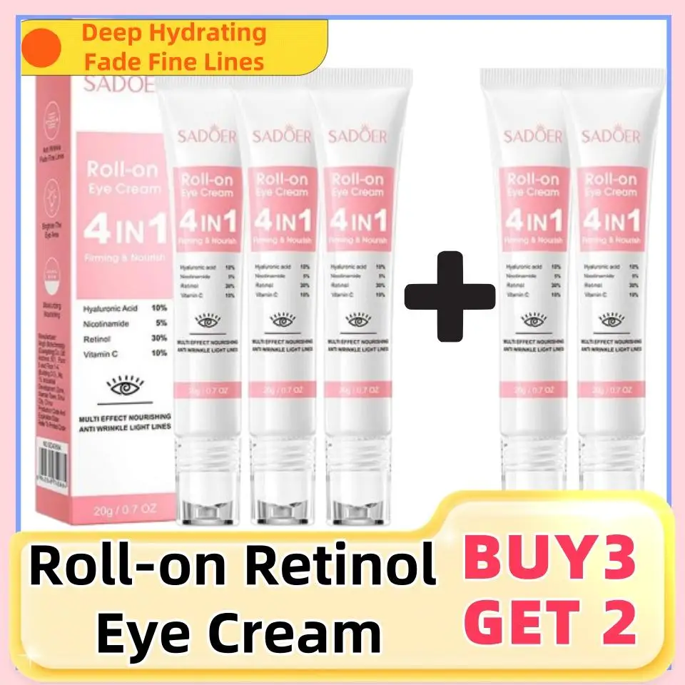 

5Pcs Eye Bag Removal Cream Retinol Anti-Wrinkle Fade Fine Lines Firming Skin Anti Dark Circle Puffiness Brighten Eye Care