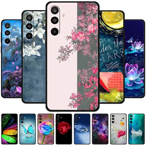 For Samsung Galaxy A36 5G Case Flowers Printed Silicone Phone Cases Cover for Samsung A26 5G TPU Shells A 26 36 Black TPU Coques