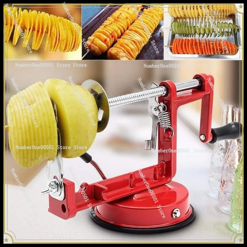 Hand Operated Cyclone Potato Slicer, Stainless Steel Spiral Cutter for Potato Tower, Multi-functional Rotary Chip Maker