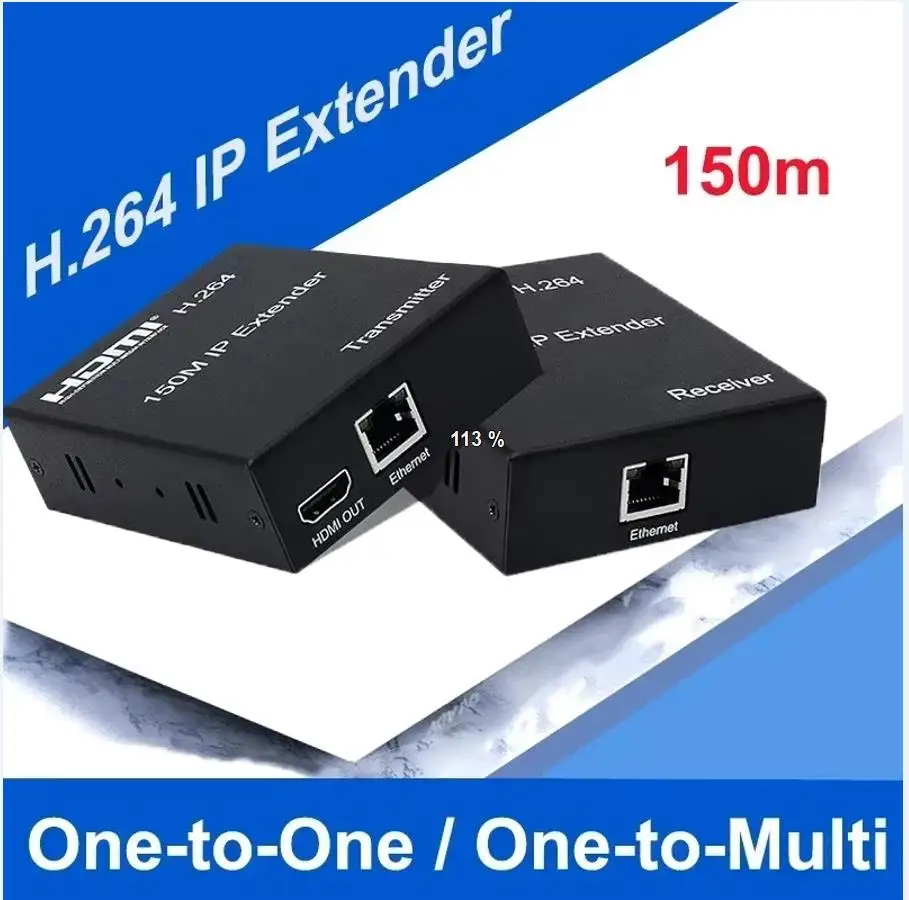 H264 150m ip hdmi extensor transmissor de vídeo receptor via rj45 cat6/7 cabo ethernet divisor de tela suporte 1 tx para multi rx
