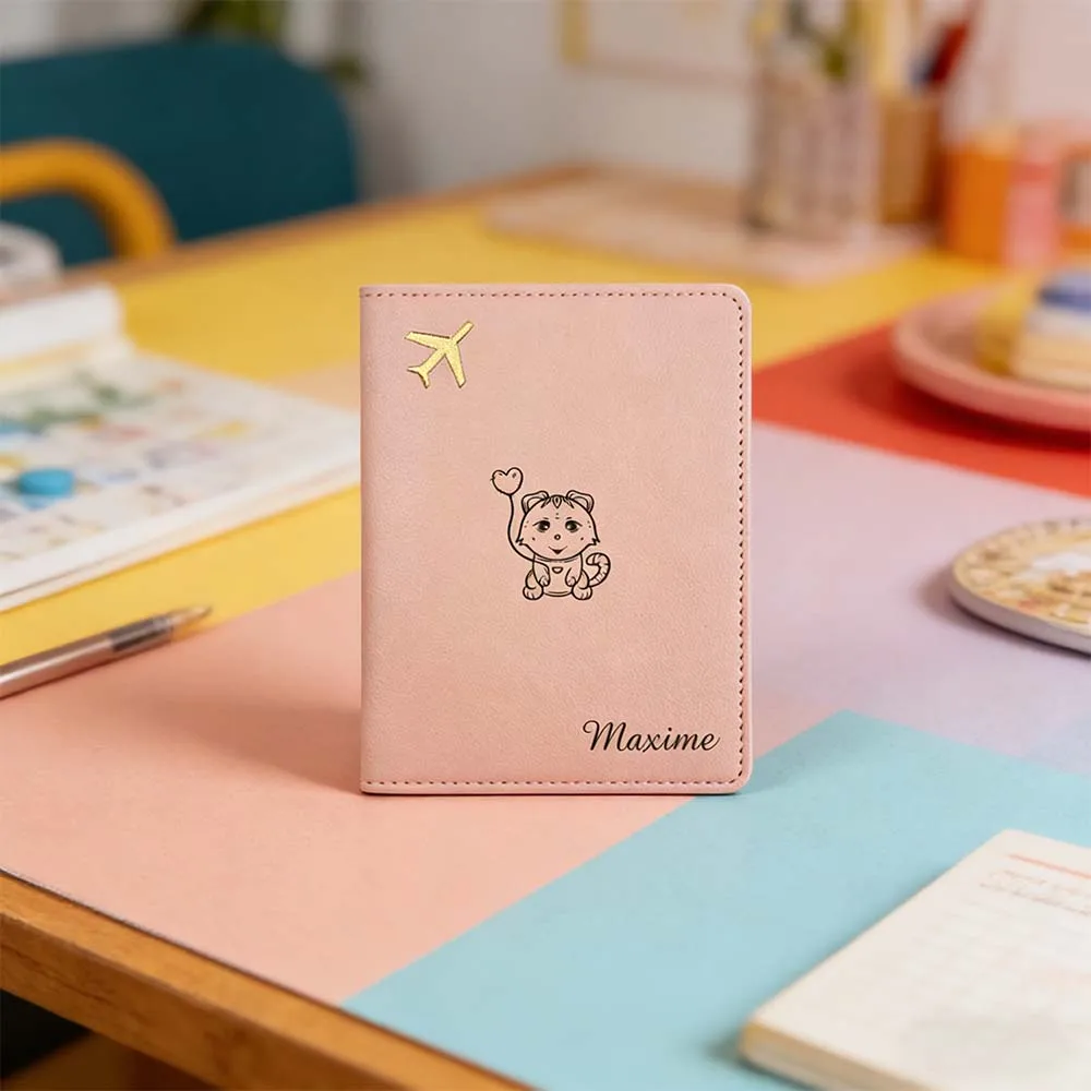 

1pc Personalized Name Passport Cover Teacher Gift Stitched Leather Passport Holder Thoughtful Gift