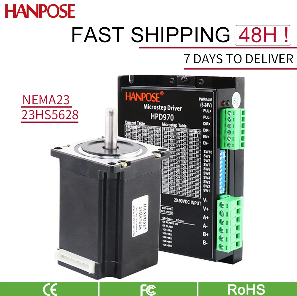 NEMA23 2.8A 189N.CM 57 stepper motor 23HS7628 with TB6600 driver controller motor drive board module board and 3D printer