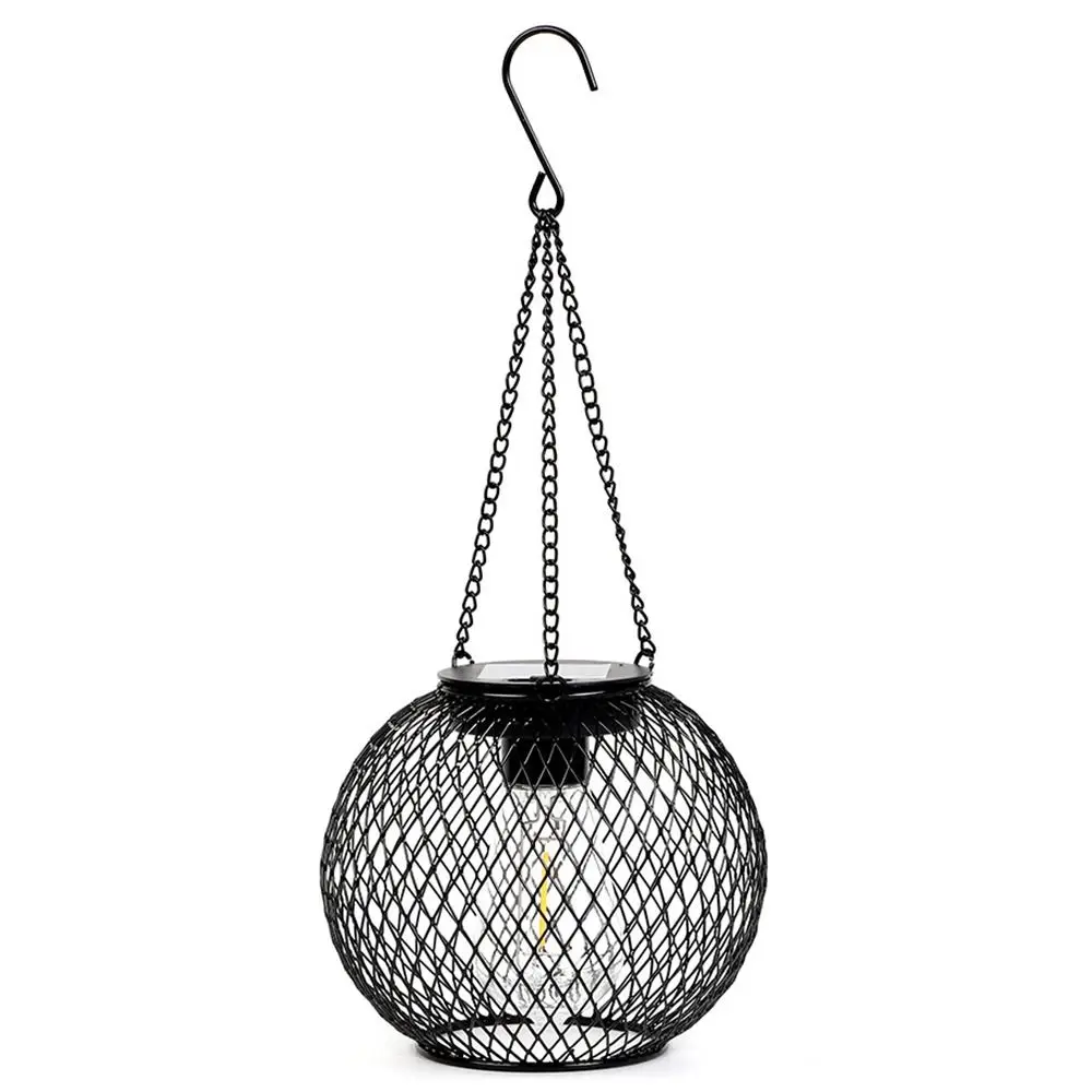 

Waterproof Solar Lantern Lights Retro with Handle Hook Solar-Powered Hanging Lanterns Iron Multifunctional