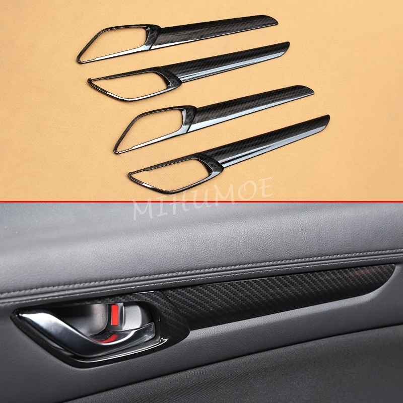 

Carbon Fiber Car Front Rear Left Right Interior Door Handles Surrounds Cover For Mazda CX-5 KF 2017-2024 Accessories