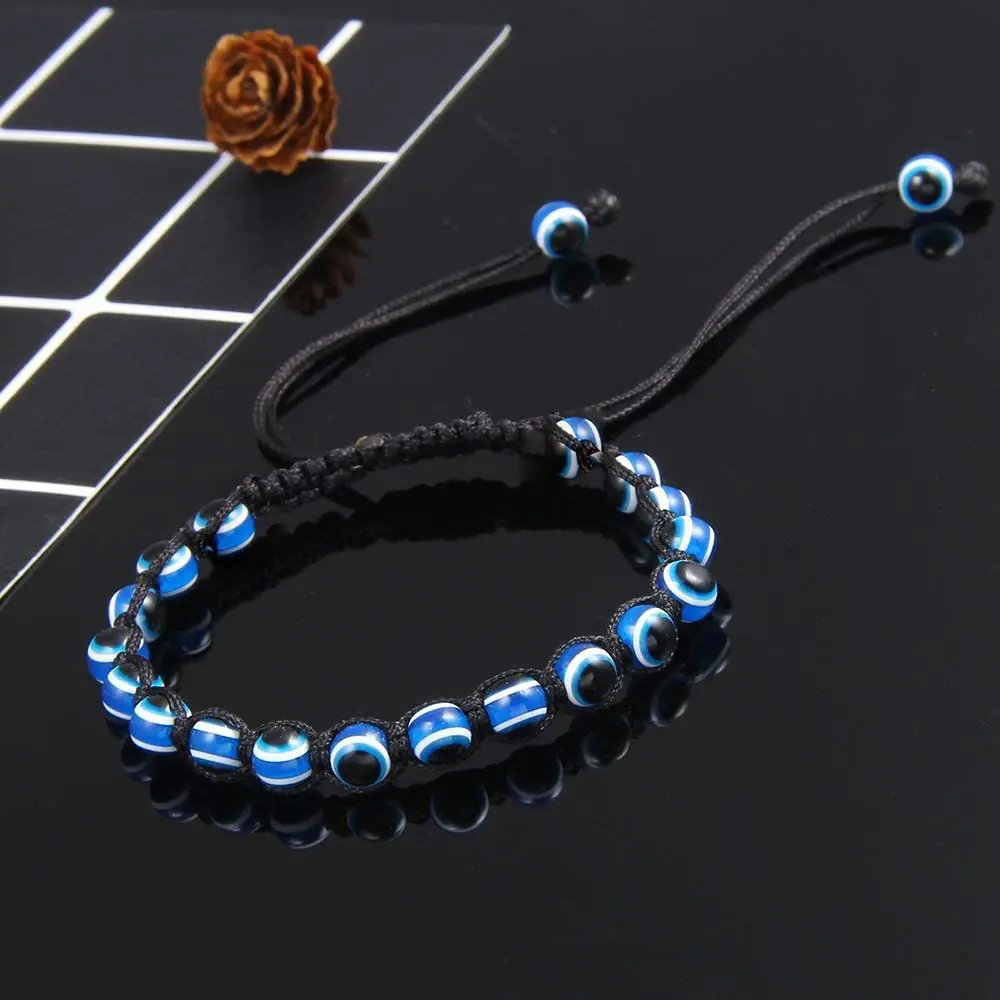 2Pcs/lot Amulet Evil Blue Eye Bracelet for Women Men Adjustable Rope Braided Bead Bracelets Couple Jewelry Friendship Gifts