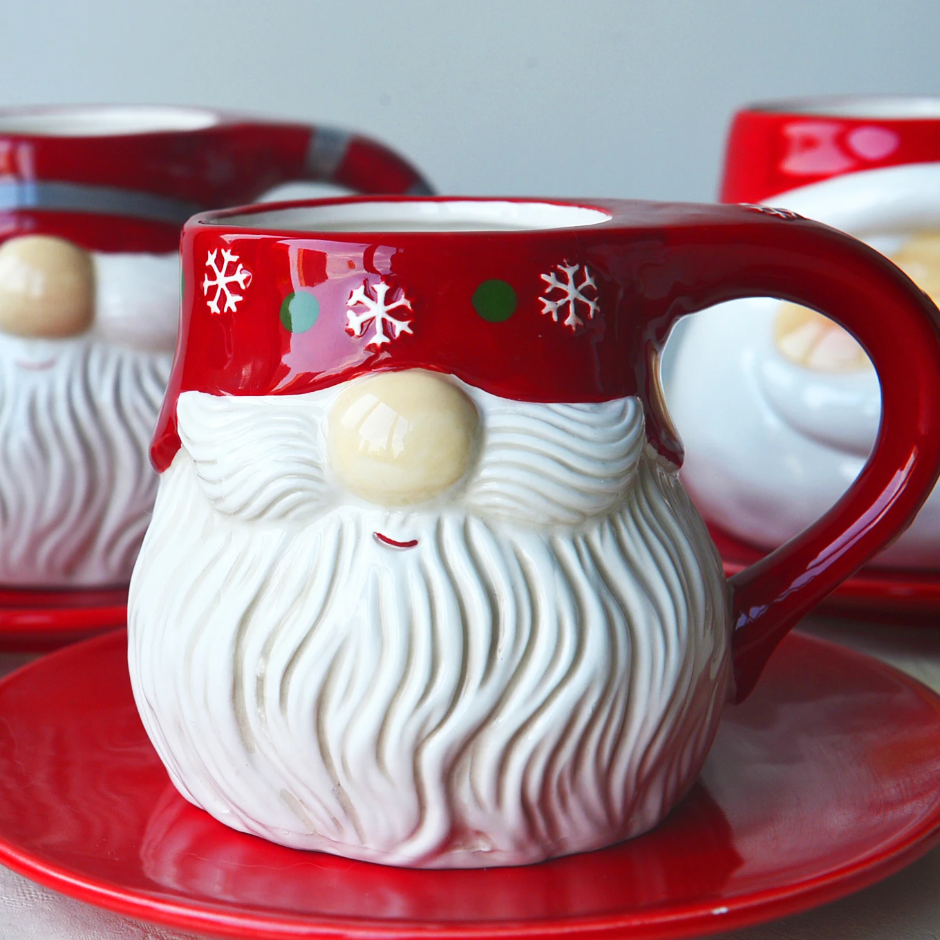 

Christmas Gift Mugs Coffee Cups Christmas Tableware Santa Claus American Couple Cup with Saucer Water Cup Ceramic Hand-painted