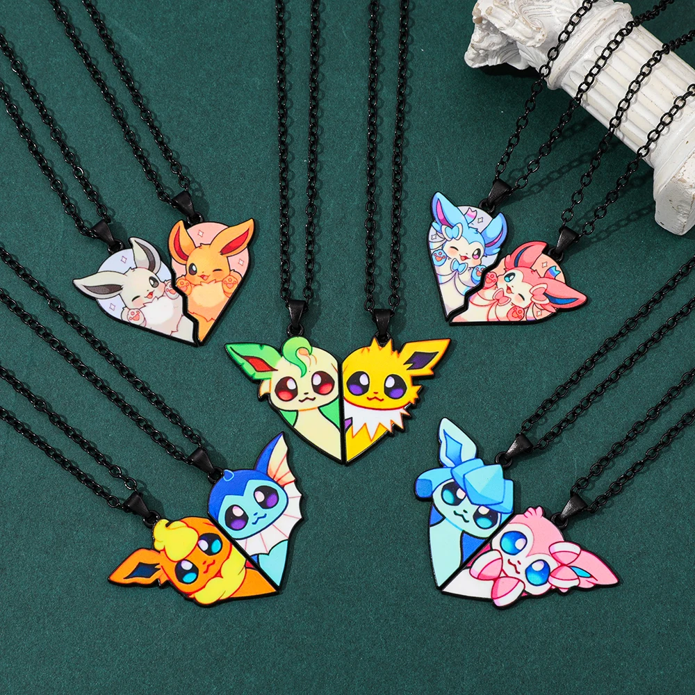 Kalung Liontin Anime Pokemon Eevee Leafeon Vaporeon Flareon Espeon Sylveon Jolteon Glaceon Love Splicing