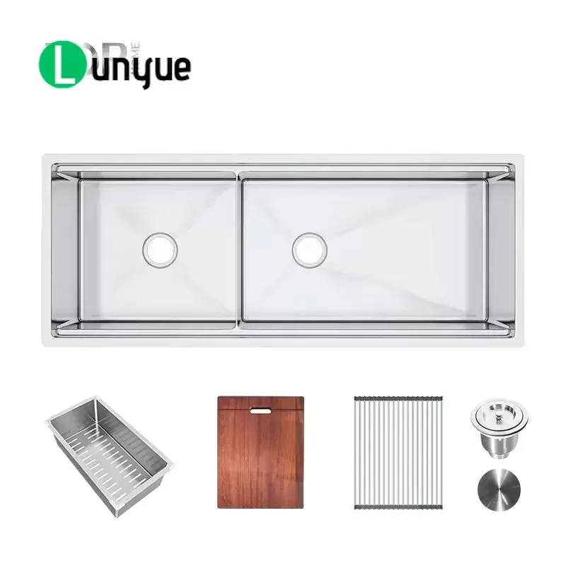 304 Stainless Steel Under Counter Workstation Double Sink Deep Basin High End Quality Practical for Modern Fashionable