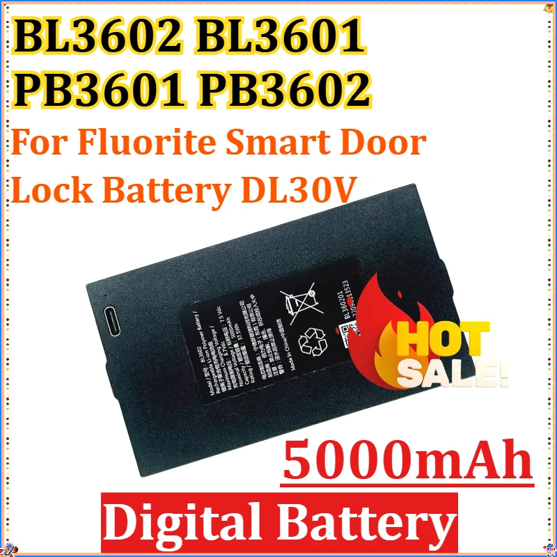 

BL3602 BL3601 PB3601 PB3602 5000mAh for Fluorite Smart Door Lock Battery DL30V High-Capacity Replacement Battery