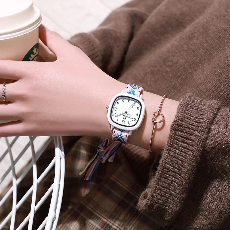 Ladies Knitted Style Watch Exquisite Disces Bohemian Birthday Gift Ethnic Style Woven Watches Reloj Mujer Girl Gift