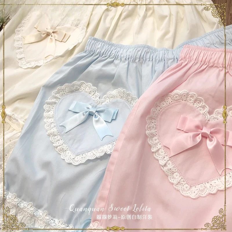 

Милые и милые леггинсы в стиле Лолиты с кружевными краями для девочек, домашние брюки, новые летние эластичные шорты с высокой талией, универсальные однотонные шорты с бантом