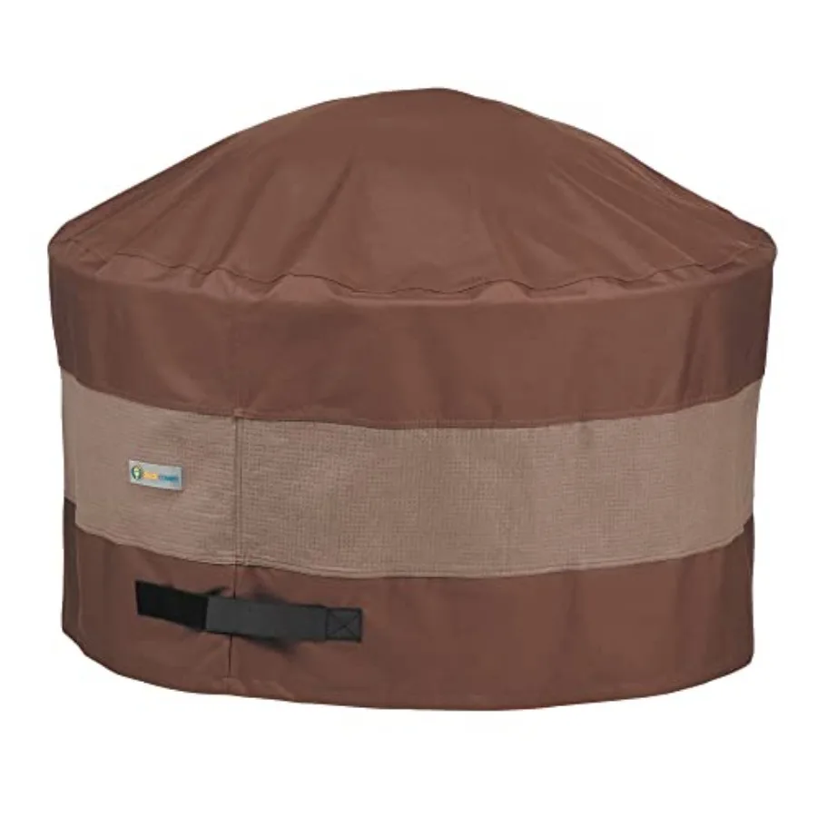 

DUCKCOVERS Ultimate Waterproof 68 Inch Round Fire Pit Cover Mocha Cappuccino Outdoor Firepit Cover