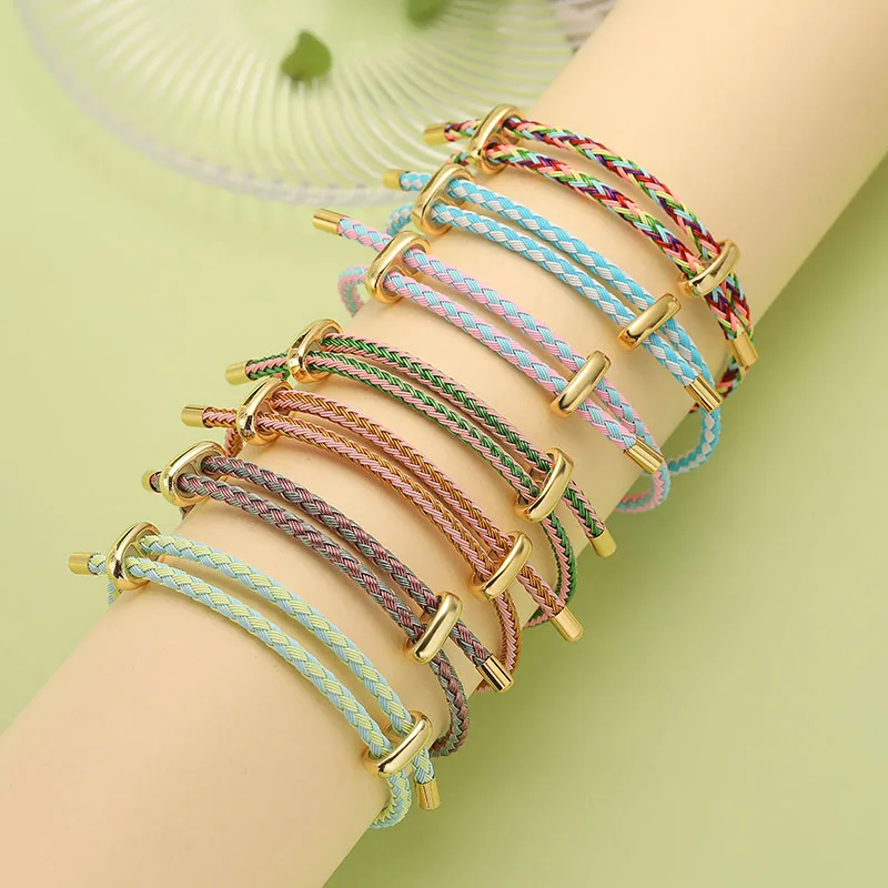 HECHENG,Colourful Steel Wire Adjustable Retractable Bracelet Handmade Braided Rope Couple Bracelet Men Women Jewellery String