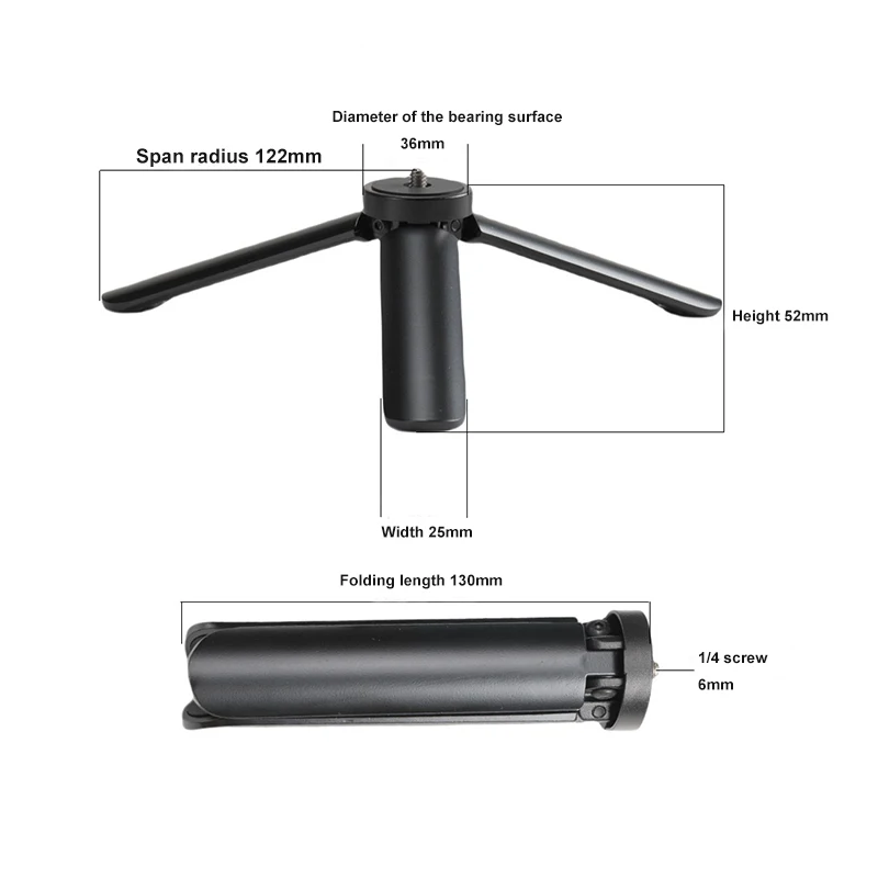 Mini statyw ze stopu aluminium 1/4 śruba do mocowania podstawka projektora lekki aparat uchwyt na telefon stabilizator przenośny statyw pulpitu — zdjęcie 2