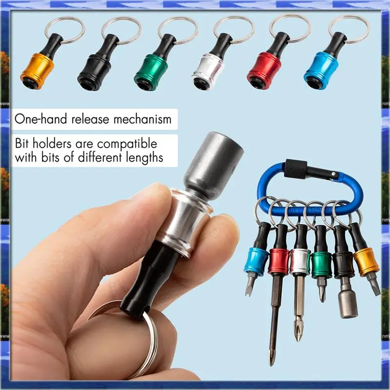 AS59 -Bit Holder Keychain,4 Sets Of 12PCS 1/4 Drill Bit Holder, Easy Release And Quick Change Bit Holder