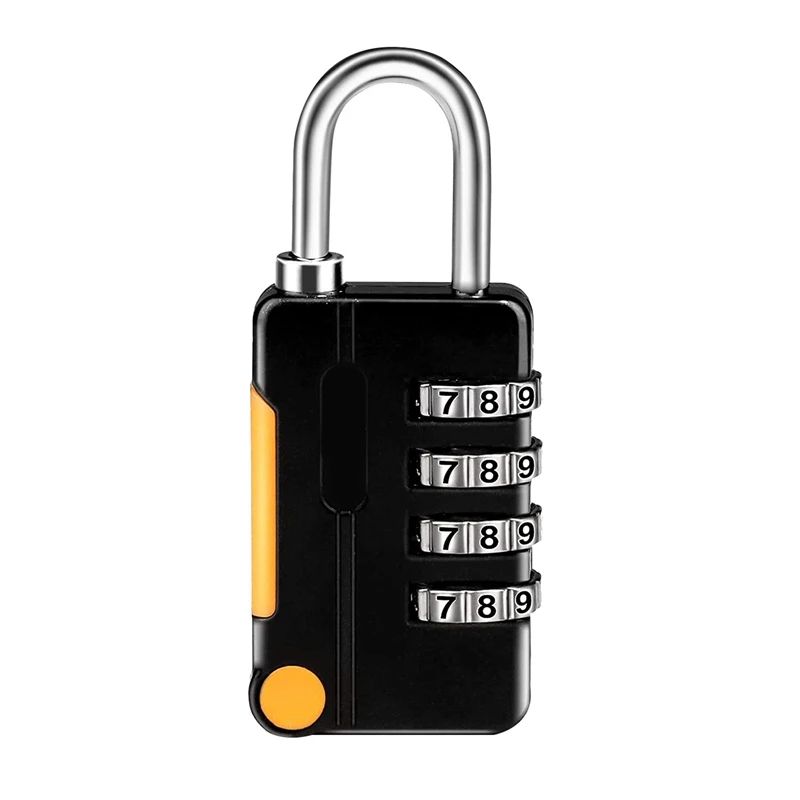 2 Piece Combination Padlock Small Black&Silver For School Gym Locker, Gate, Shed, 4 Digit Code Security Locks