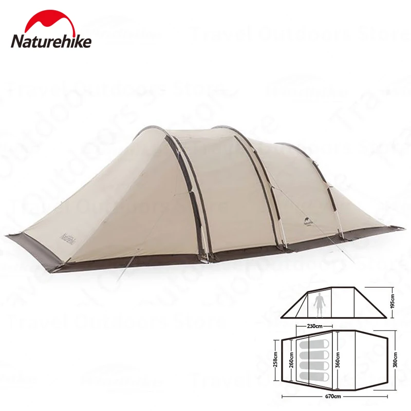 

Naturehike Cloud Vessel UPF50+ 3 Pole Tunnel Tent 4~5 persons 150D Oxford Cloth Waterproof Camping Portable 1 room1 hall Tent