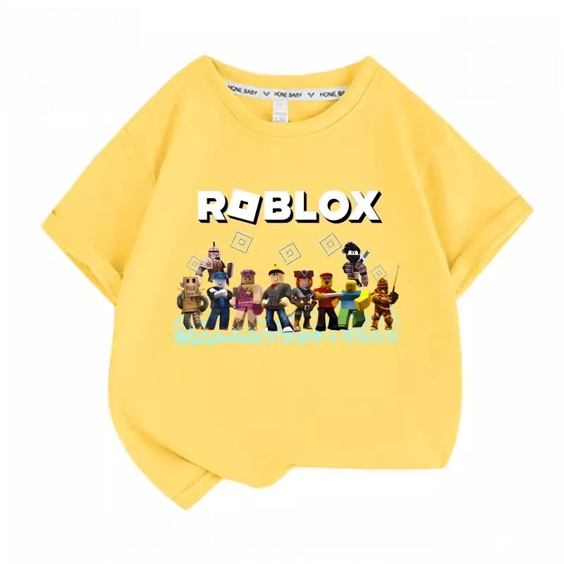 جديد Roblox الأطفال الصيف قصيرة الأكمام تي شيرت قاع قميص الفتيان والفتيات نصف كم بلايز مطبوعة قصيرة الأكمام