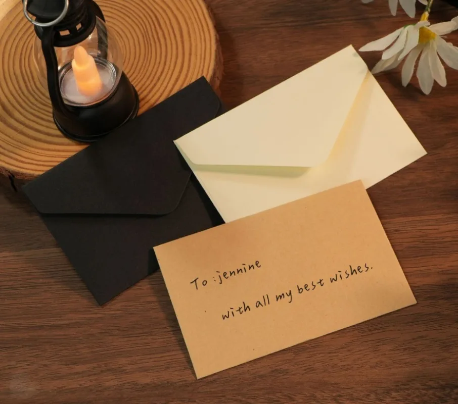 

5PCS Classical White Black Kraft Blank Mini Paper Window Envelopes Wedding Invitation Envelope Gift Envelope