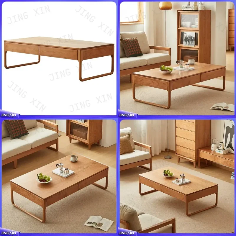 custom for Nordic Solid Wood Coffee Table Cherry Wood Living Room Tea Table Household Rectangular Small Apartment Furniture