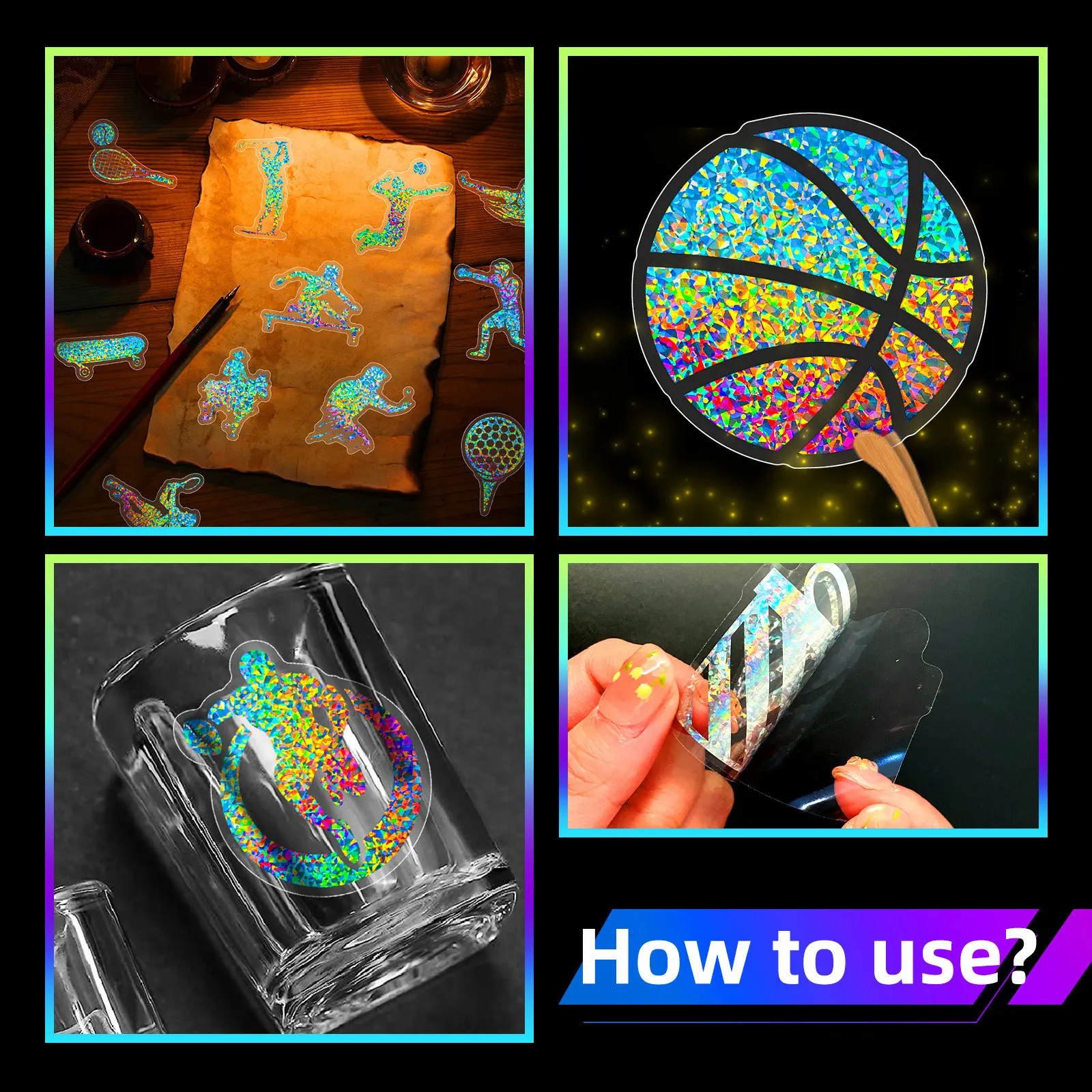 50 Pcs Silver Laser Sports Style PET Stickers Decorating Luggage Water Bottles Stickers