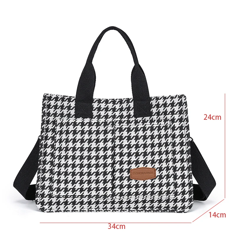 Vitage Houndstooth Pattern Shoulder Bag Women\'s Bag Designer Handbag And Purse Large Capacity Crossbody Canvas Travel Bag Male